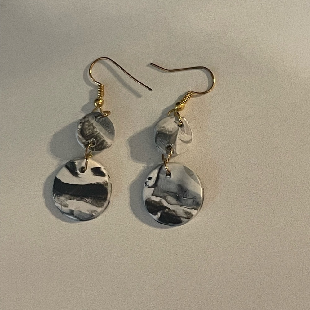 Handmade marble earrings clay
